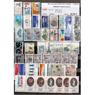FRANCE : planche de 41 timbres neufs 1989 réf : Y&T N° 2560 à 2614 (JFB)