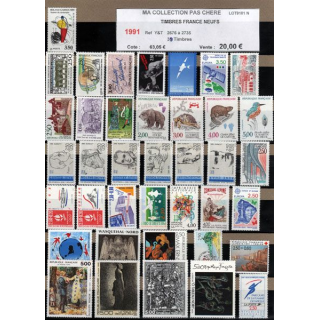 FRANCE : planche de 39 timbres neufs 1991 réf : Y&T N° 2676 à 2735 (JFB)