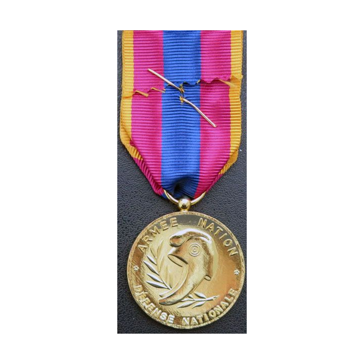 FRANCE : médaille de la défense nationale type or avec citation (étoile or)