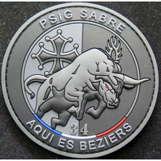Insigne tissu PSIG SABBRE gendarmerie de Béziers sur Velcro