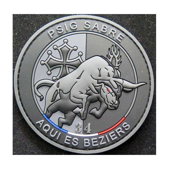 Insigne tissu PSIG SABBRE gendarmerie de Béziers sur Velcro