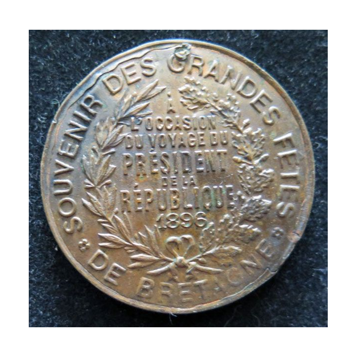 médaille du Voyage du Président Félix Faure en 1896 en BRETAGNE