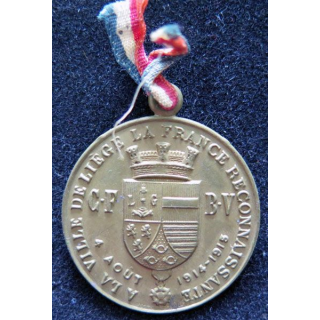  A la ville de Liège La France reconnaissante CFBV 4 août 1914-1918