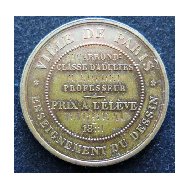 médaille ville Paris VII° arrondi classe d'adulte attribuée 1881