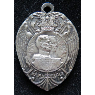 Médaille en métal embouti argenté de la journée serbe