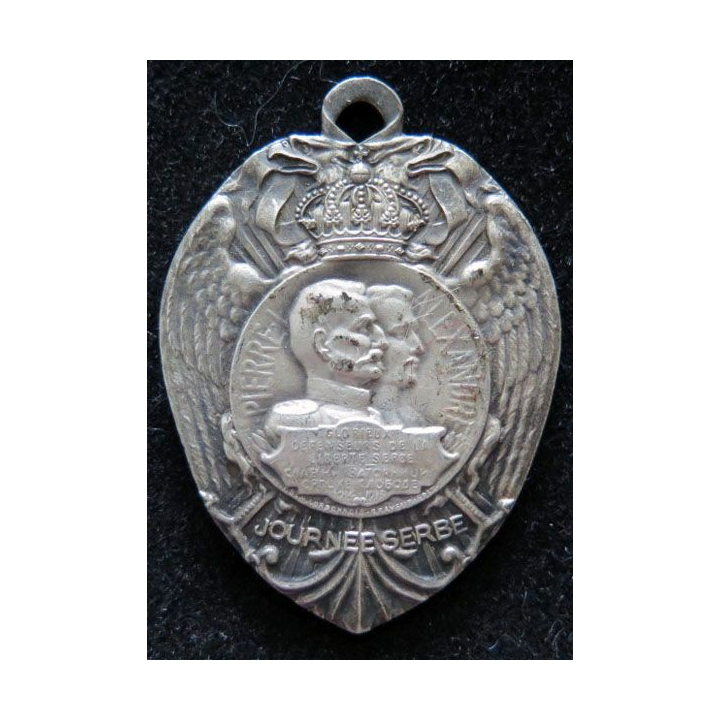 Médaille en métal embouti argenté de la journée serbe