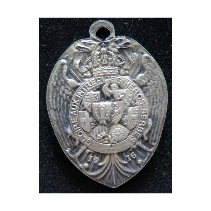 Médaille en métal embouti argenté de la journée serbe