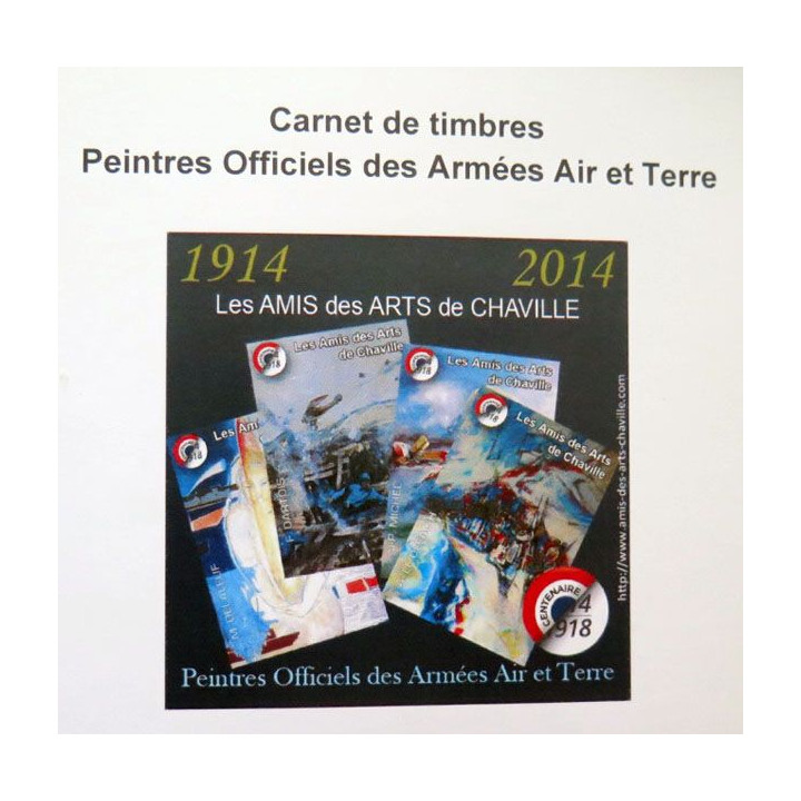 carnet de 4 timbres peintres officiels ds Armées Air & Terre 1914 2014