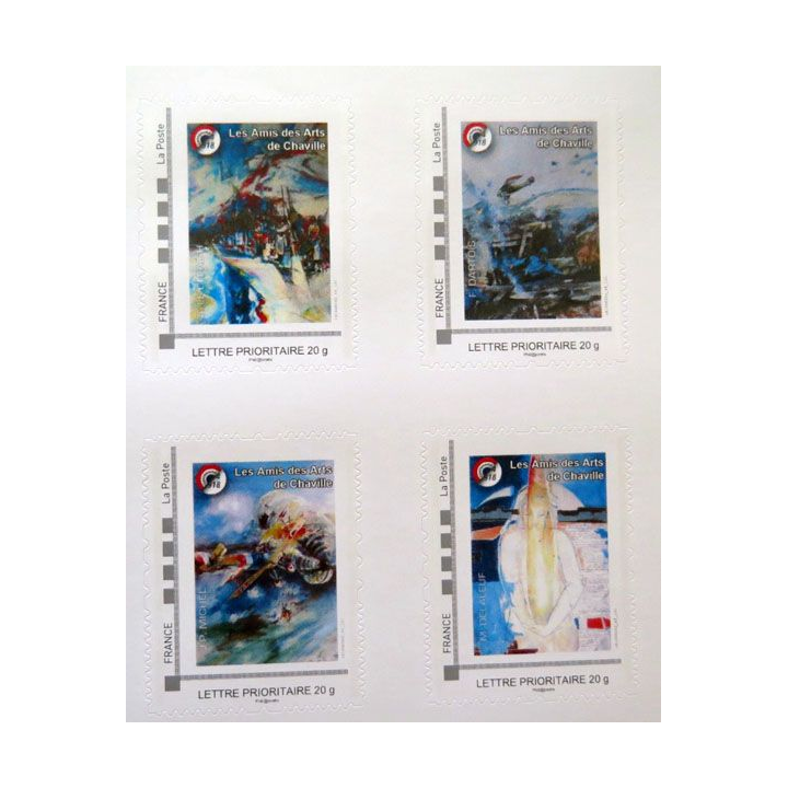 carnet de 4 timbres peintres officiels ds Armées Air & Terre 1914 2014