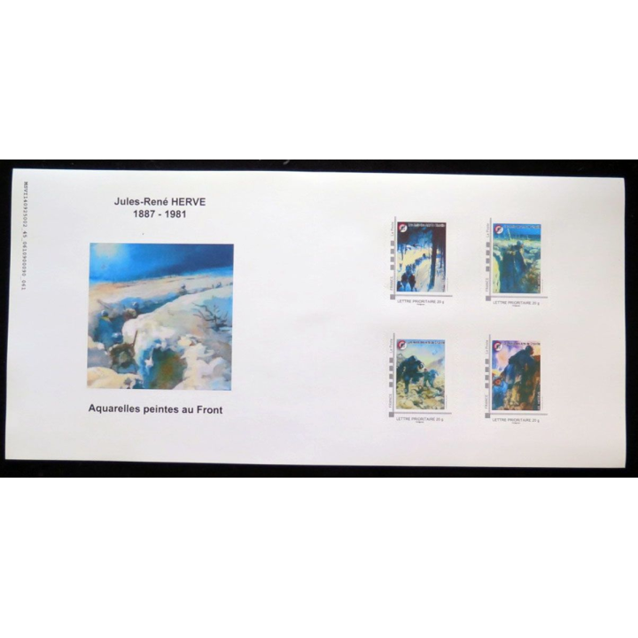FRANCE : carnet de 4 timbres de Jules René Hervé centenaire 1914 2014