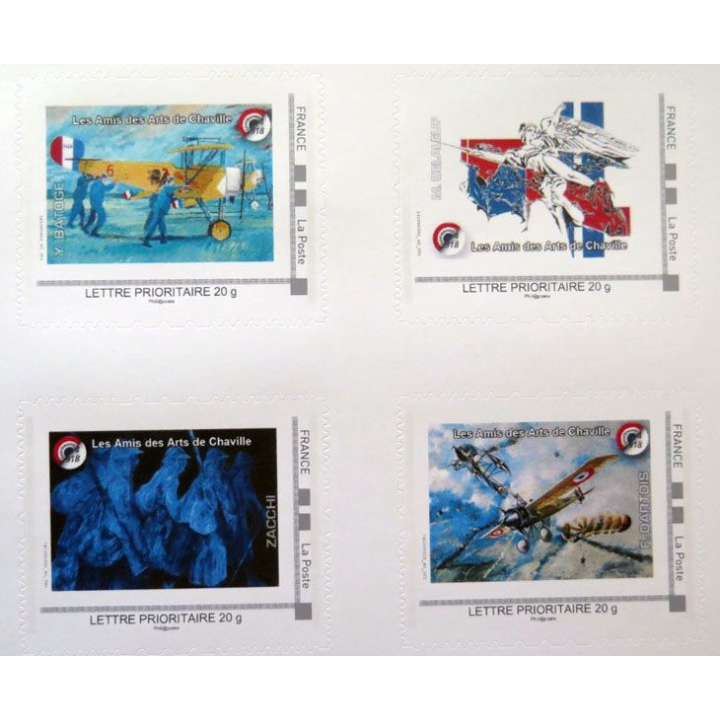 carnet de 4 timbres peintres officiels ds Armées Air & Terre 1914 2014