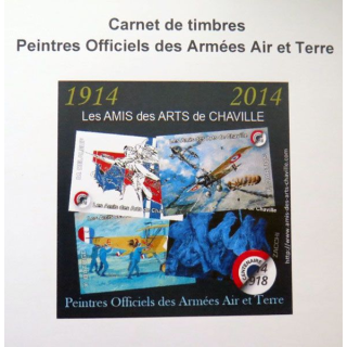 carnet de 4 timbres peintres officiels ds Armées Air & Terre 1914 2014