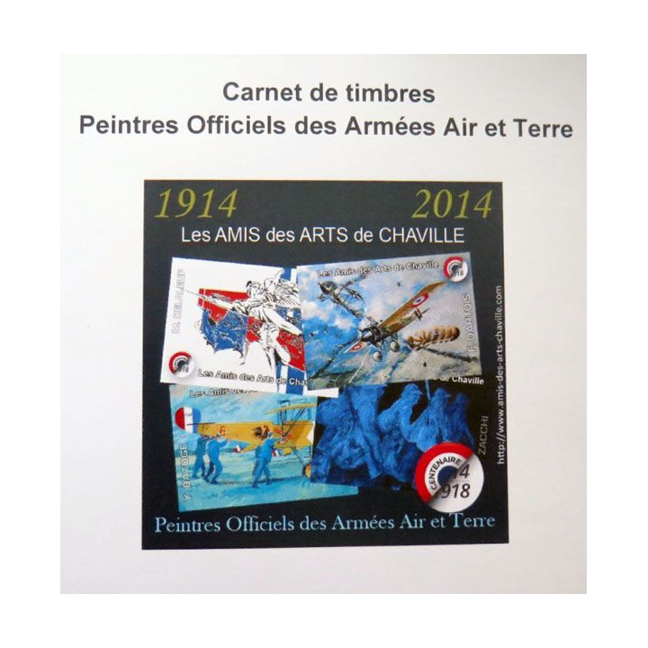 carnet de 4 timbres peintres officiels ds Armées Air & Terre 1914 2014