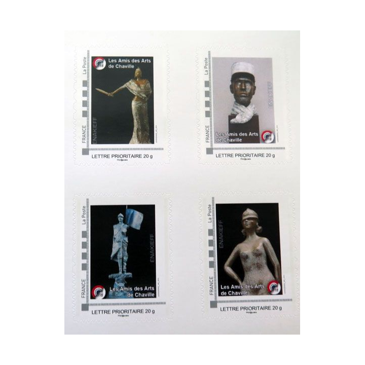 4 timbres  Enakrieff Peintre officiel armée de terre 1914 2014