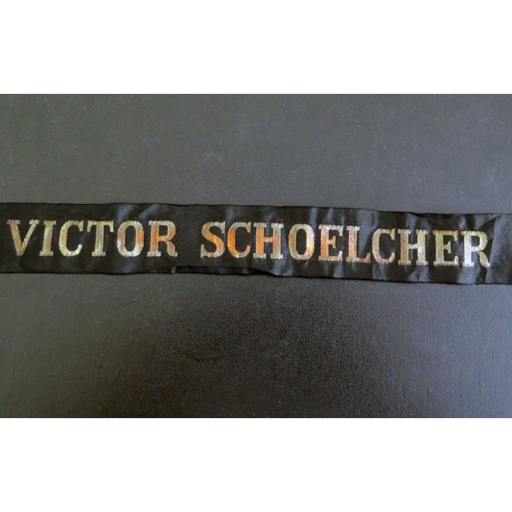 MARINE : bande de bachi de marin " VICTOR SCHOELCHER " longueur 65 cm