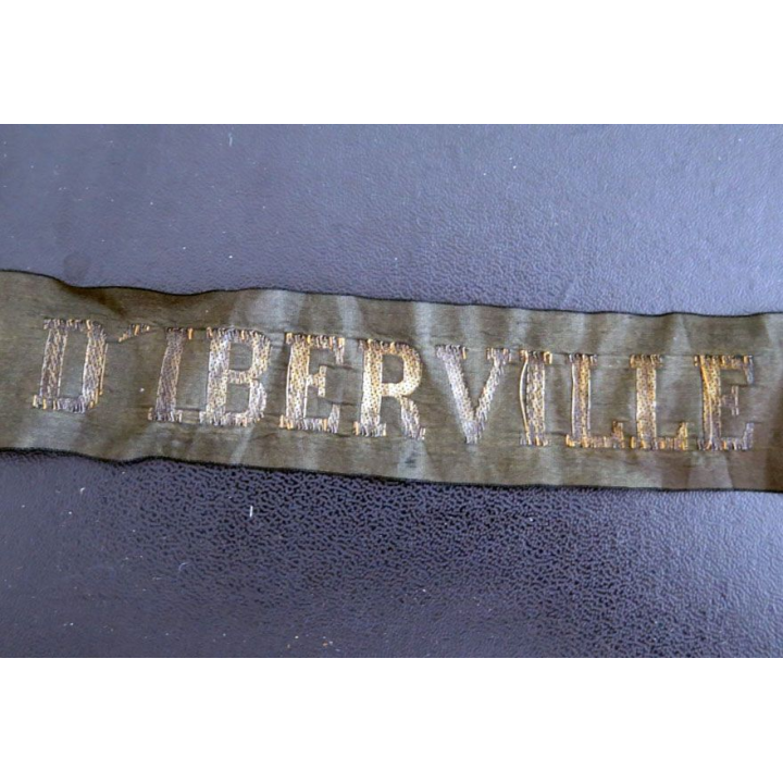MARINE : bande de bachi de marin " D'IBERVILLE " longueur 45 cm usagé