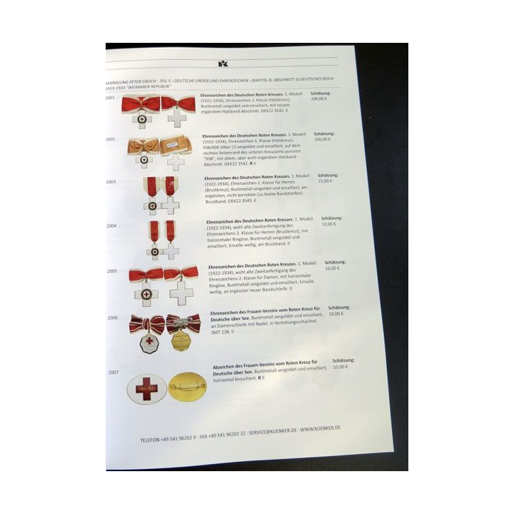 CATALOGUE KÜNKER du 13 août 2020 sur les ordres et médailles