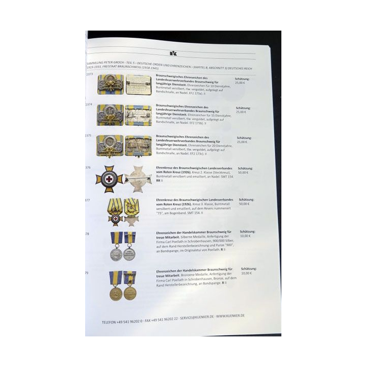 CATALOGUE KÜNKER du 13 août 2020 sur les ordres et médailles
