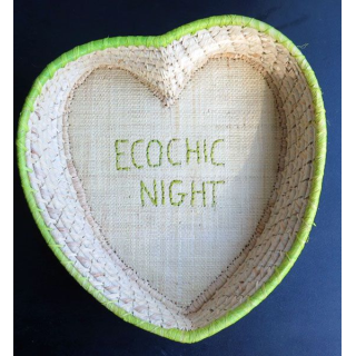 Corbeille en raphia, jacinthe d'eau et bambou échochic night 26,5 x 26,5 cm 