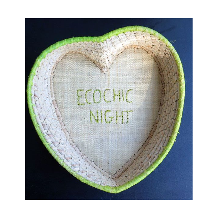 Corbeille en raphia, jacinthe d'eau et bambou échochic night 26,5 x 26,5 cm 