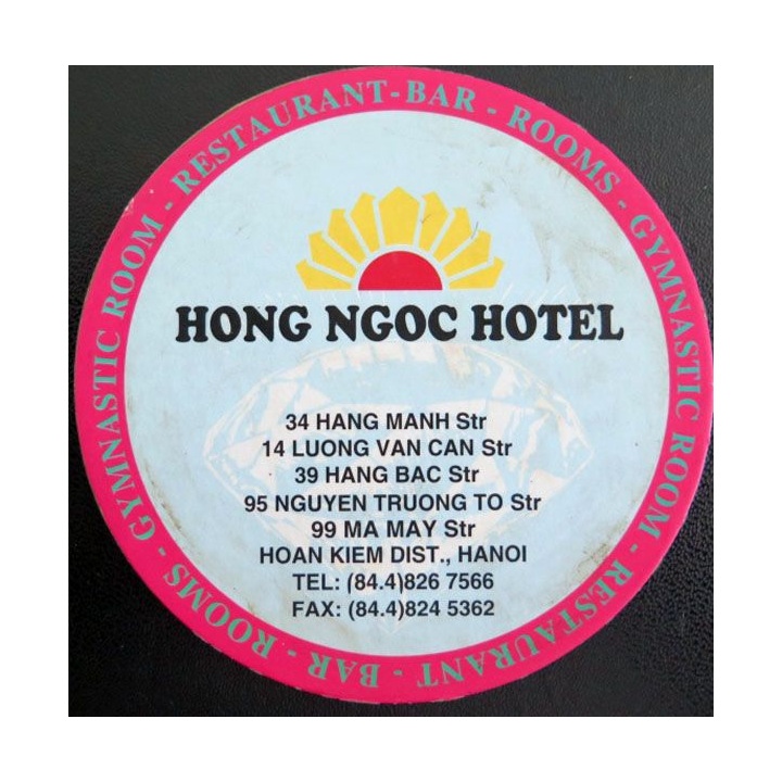 DESSOUS DE VERRE A BIÈRE : Hong Ngoc Hptel Hanoï 