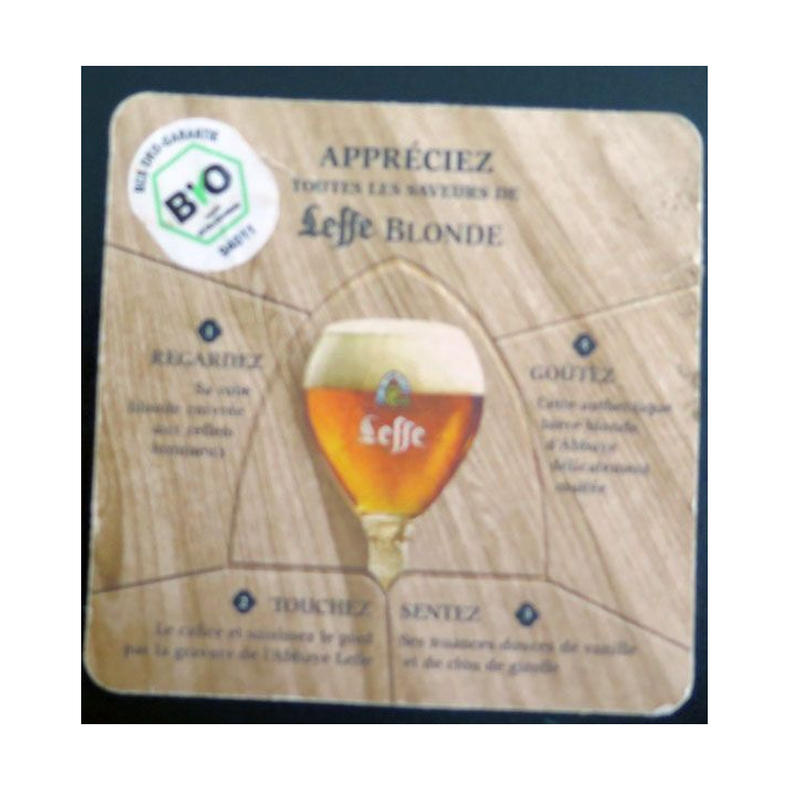 Dessous de verre à bière Leffe blonde bio  Abbaye de Abdij van