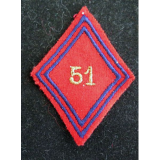 LOSANGE DE BRAS MODÈLE 45 : 51° régiment d'artillerie cadre