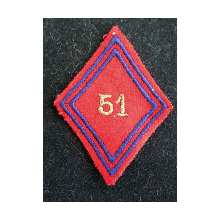 LOSANGE DE BRAS MODÈLE 45 : 51° régiment d'artillerie cadre