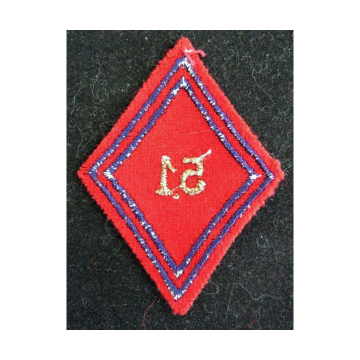 LOSANGE DE BRAS MODÈLE 45 : 51° régiment d'artillerie cadre