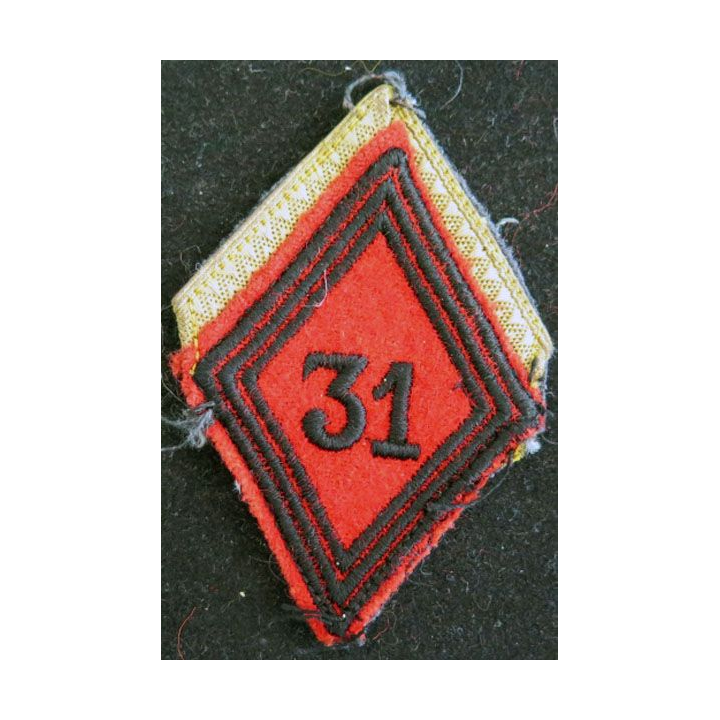 LOSANGE DE BRAS MODÈLE 45 : sergent du 31° Régiment d'artillerie 