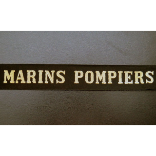 MARINE : bande de bachi de marin " MARINS POMPIERS " longueur 65 cm fils dorés
