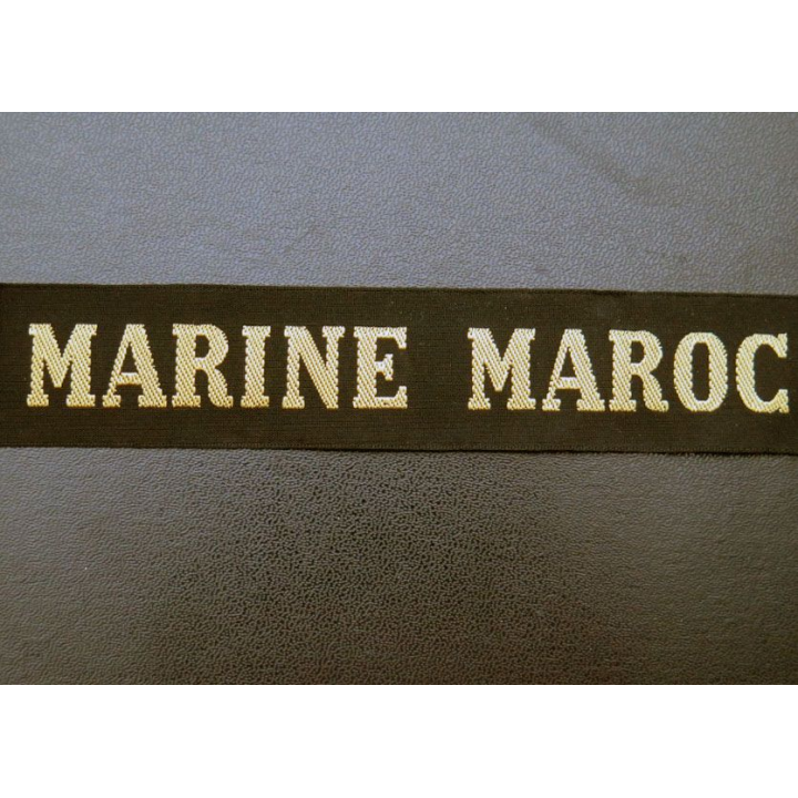 MARINE : bande de bachi de marin " MARINE MAROC " longueur 65 cm fils dorés