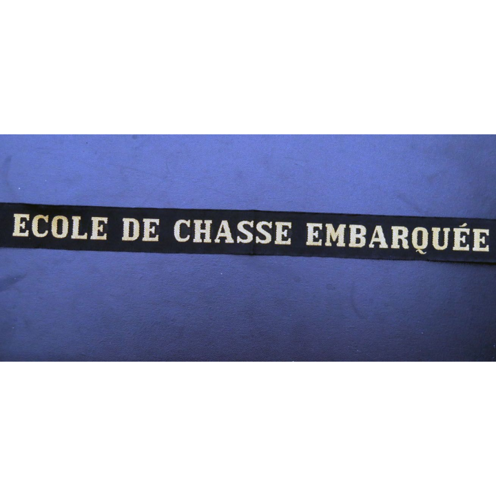MARINE : bande de bachi de marin " ECOLE DE CHASSE EMBARQUÉE " longueur 65 cm fils dorés