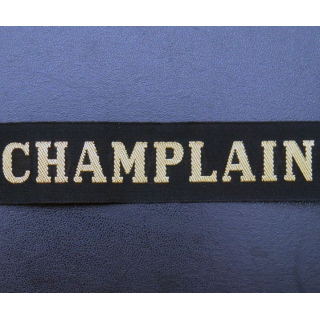 MARINE : bande de bachi de marin " CHAMPLAIN " longueur 65 cm fils dorés