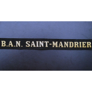 MARINE : bande de bachi de marin " B.A.N. SAINT-MANDRIER " longueur 65 cm fils dorés