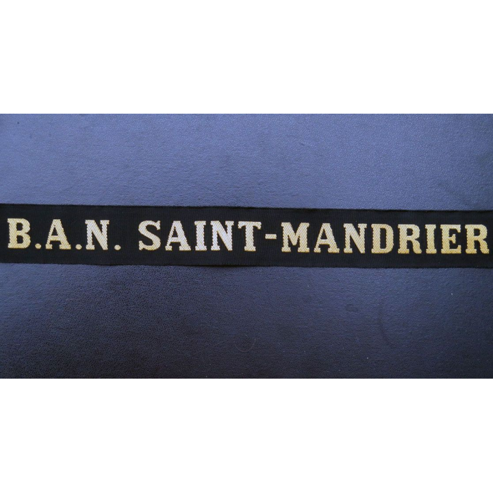 MARINE : bande de bachi de marin " B.A.N. SAINT-MANDRIER " longueur 65 cm fils dorés