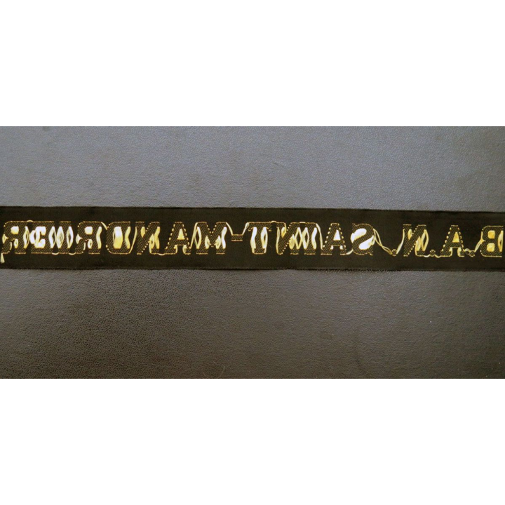 MARINE : bande de bachi de marin " B.A.N. SAINT-MANDRIER " longueur 65 cm fils dorés