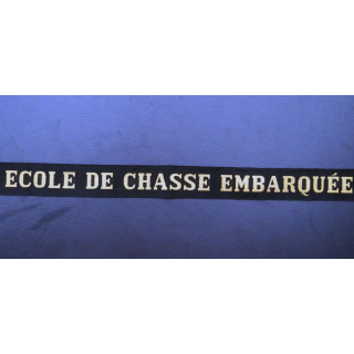 MARINE : bande de bachi de marin " ECOLE DE CHASSE EMBARQUÉE " longueur 65 cm fils dorés