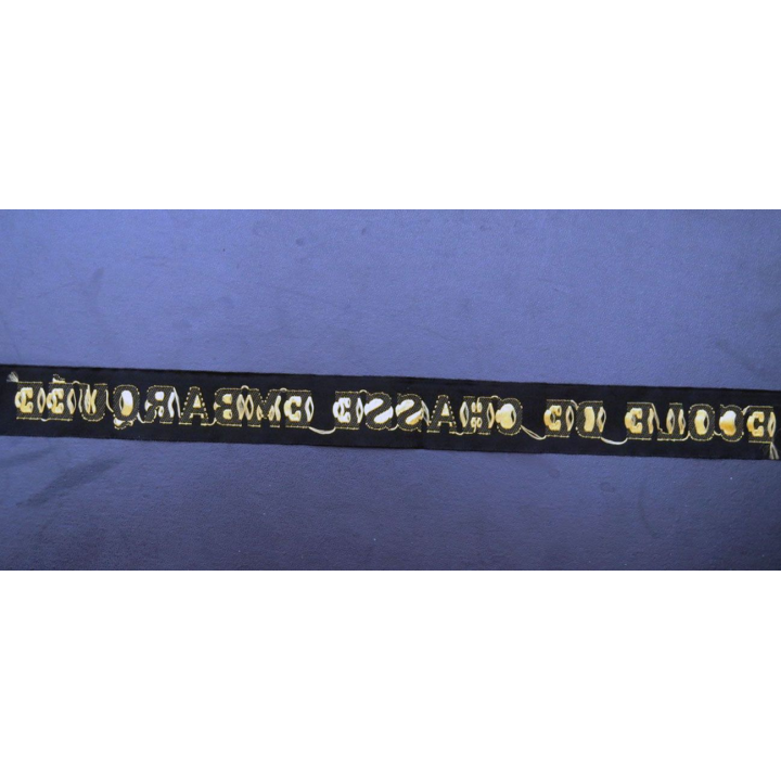 MARINE : bande de bachi de marin " ECOLE DE CHASSE EMBARQUÉE " longueur 65 cm fils dorés