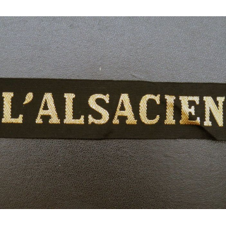 MARINE : bande de bachi de marin " L'ALSACIEN " longueur 65 cm fils dorés