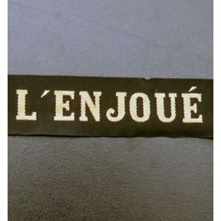 MARINE : bande de bachi de marin " L'ENJOUÉ " longueur 65 cm fils dorés