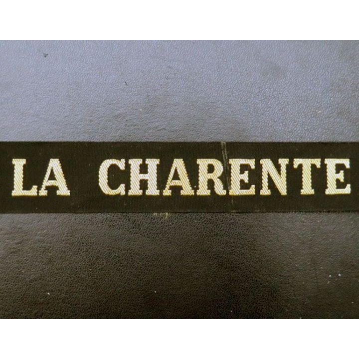MARINE : bande de bachi de marin " LA CHARENTE " longueur 65 cm fils dorés