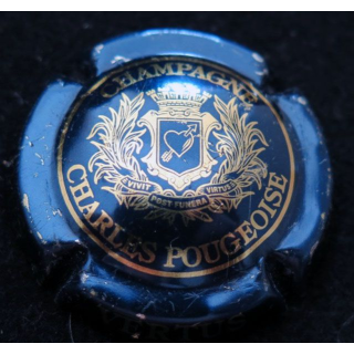 Capsule Muselet de champagne Pougeoise Charles n°3 bleu métallisé et or