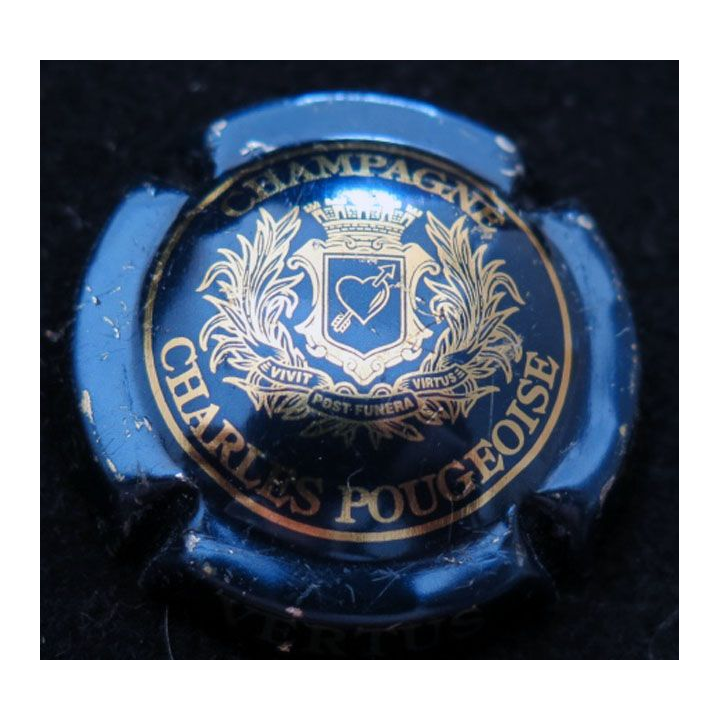 Capsule Muselet de champagne Pougeoise Charles n°3 bleu métallisé et or