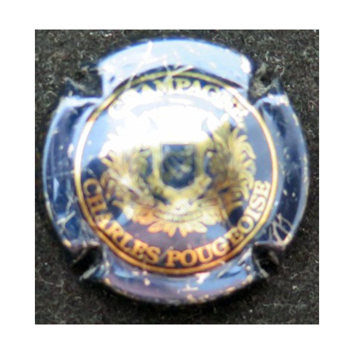 Capsule Muselet de champagne Pougeoise Charles n°3 bleu métallisé et or