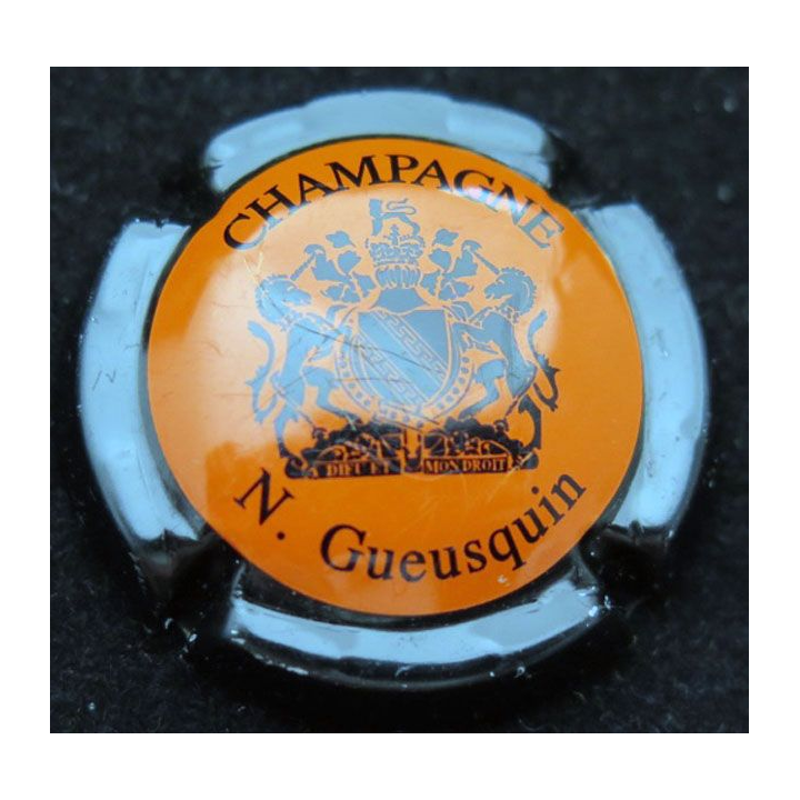 Capsule Muselet de bouteille de champagne N. Gueusquin orange et noir