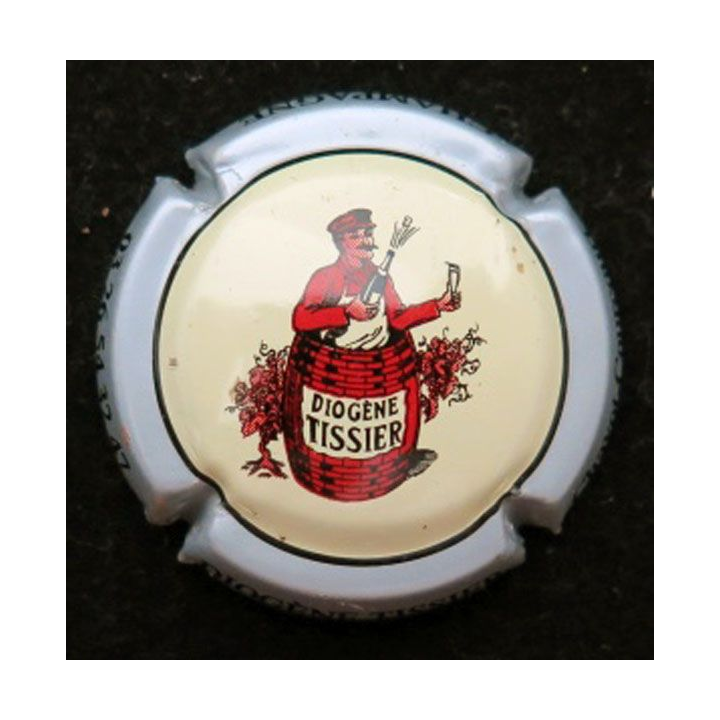 Capsule Muselet de champagne Tissier-Diogène n° 8a fond crème ctr argent