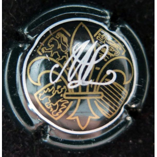 Capsule Muselet de champagne Macquart-Lorette n° 2 vert foncé blanc or