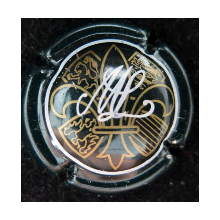Capsule Muselet de champagne Macquart-Lorette n° 2 vert foncé blanc or