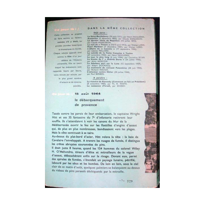 Ce jour là : 15 Août 1944, le débarquement de Provence, écrit par Jacques Robichon aux éditions Robert Laffont - 0396